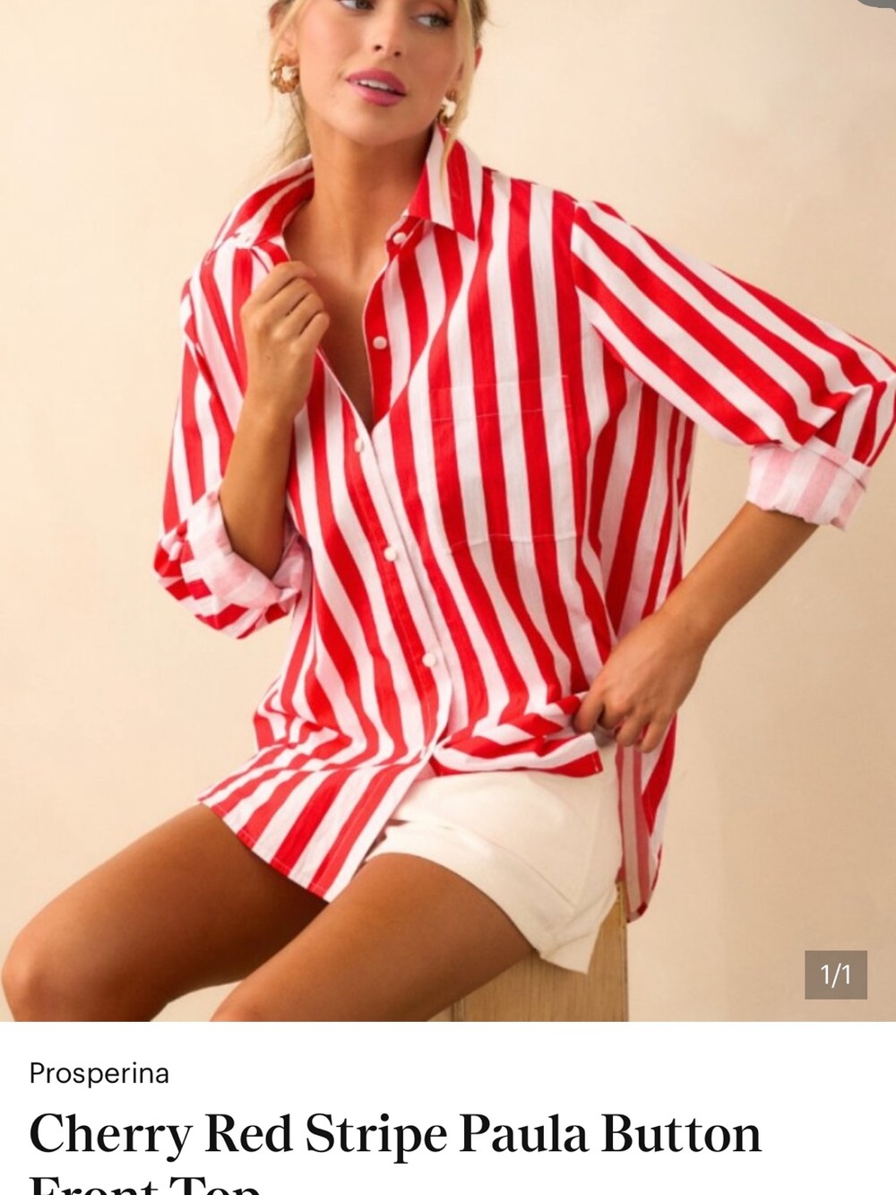 Red & White Stripe Button-Front Shirt